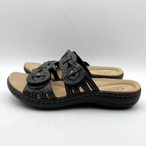 Clarks Womens Laurieann Dusk Sandals US 6 M EU 36 Black Slip On GUC - Picture 8 of 13
